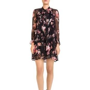 The Kooples moulin noir silk floral dress size XS